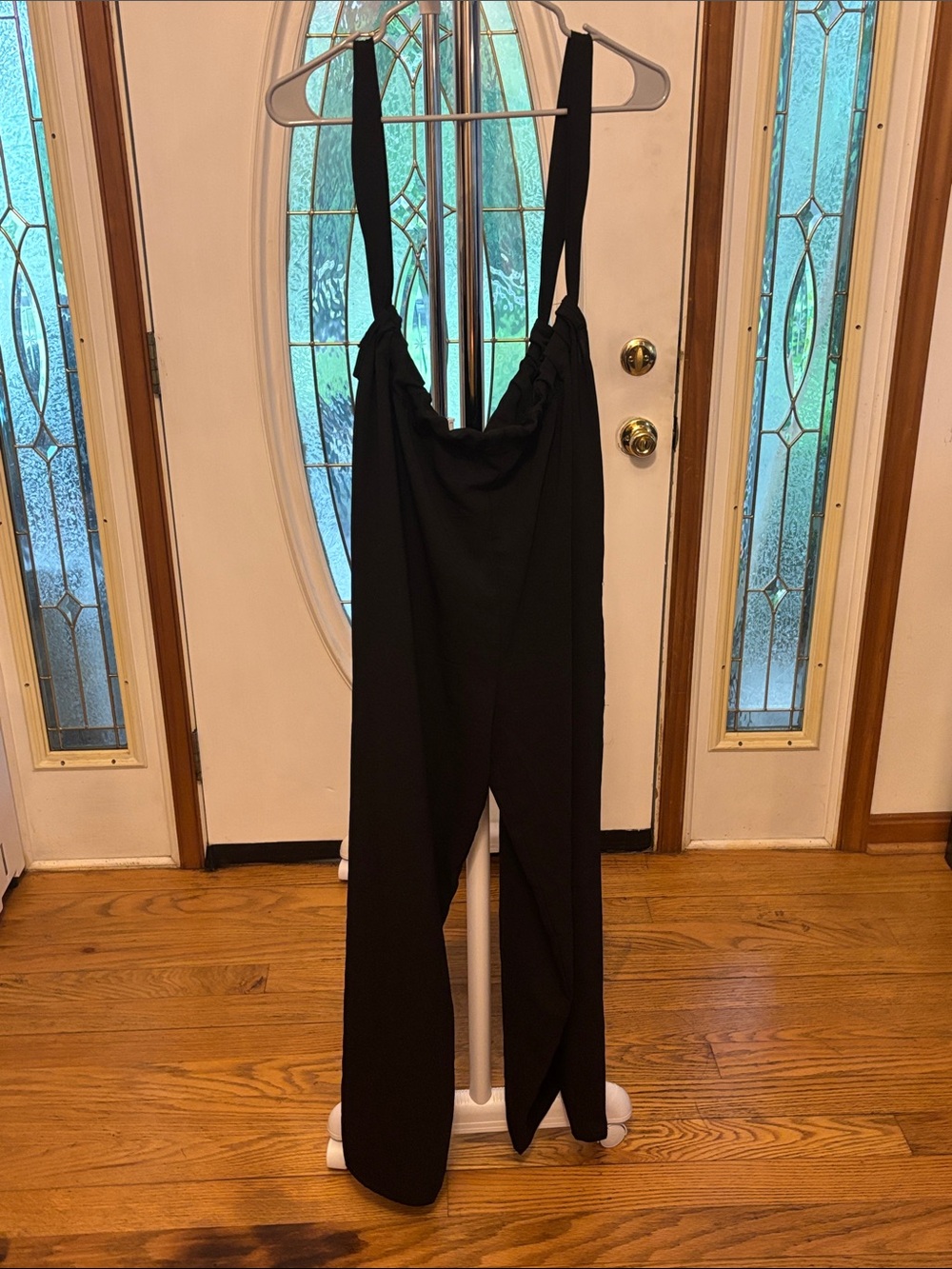 Black Wide-Leg Jumpsuit with Adjustable Straps